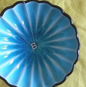 B Initial Necklace with rhinestones